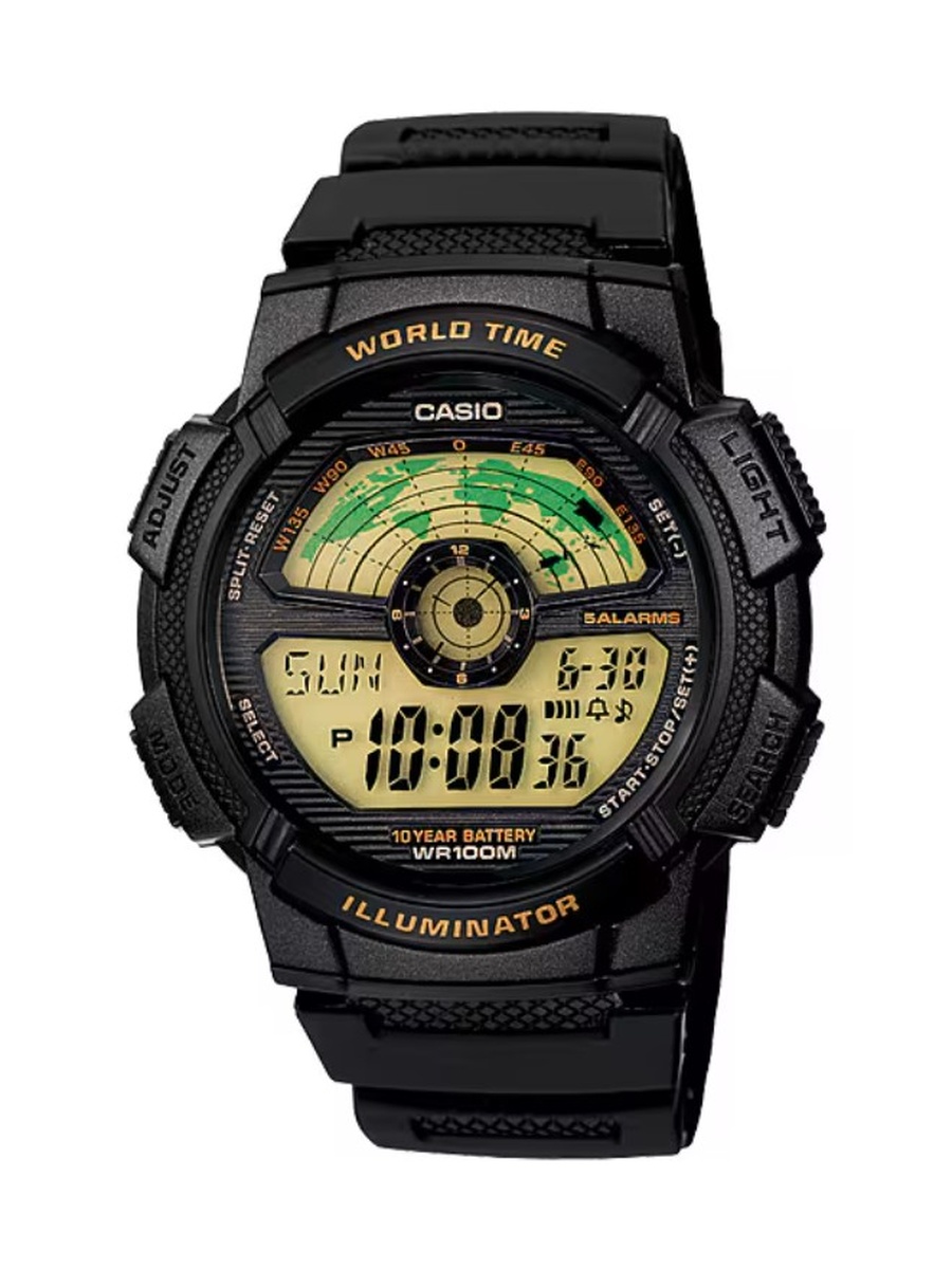 Digital Movement Watch with Resin Strap - AE-1100W-1BVDF, Black