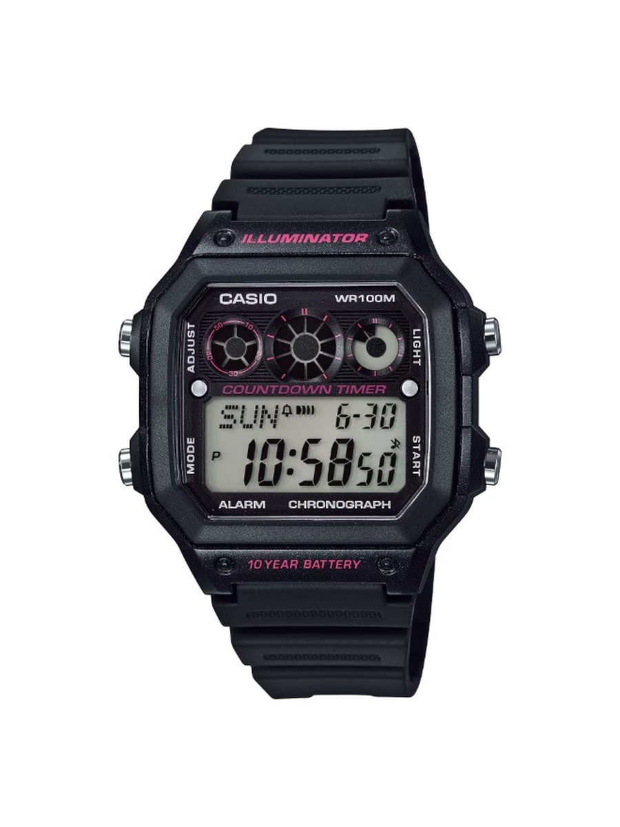 Digital Movement Watch with Resin Strap - AE-1300WH-1A2VDF, Black