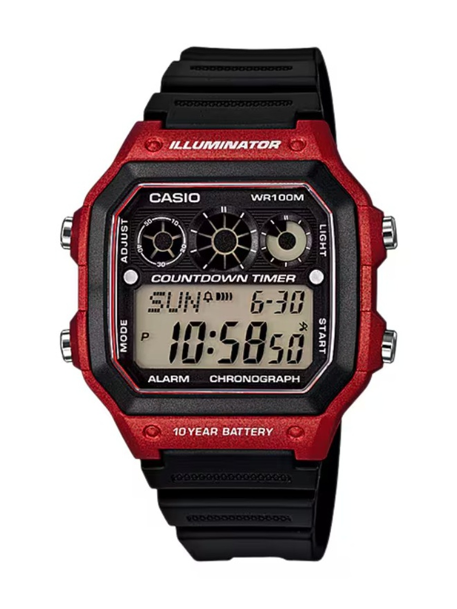 Digital Movement Watch with Resin Strap - AE-1300WH-4AVDF, Black