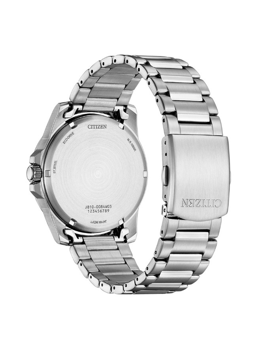 Eco-Drive Light Powered Movement Analog Watch with Stainless Steel Strap - AW1816-89L, Silver