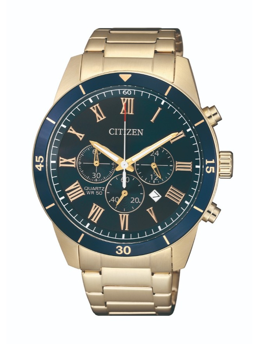 Quartz Movement Analog Watch with Stainless Steel with Rose Gold Plating Strap - AN8169-58L, Gold