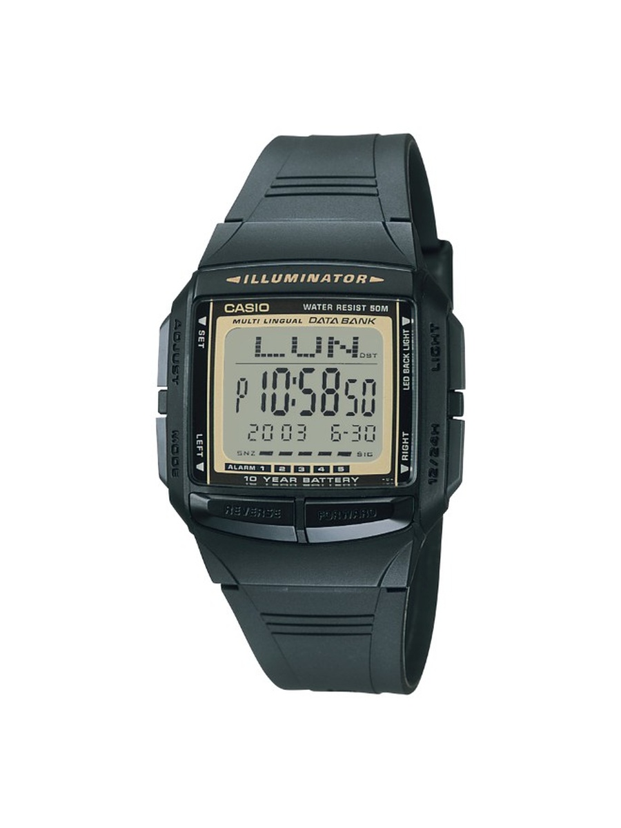 Digital Movement Watch with Resin Strap - DB-36-9AVDF, Black