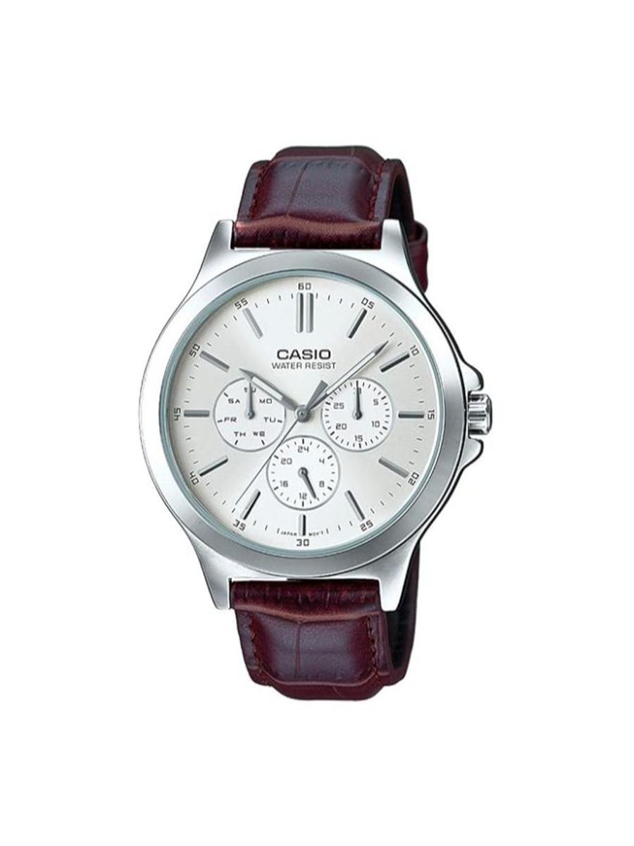Quartz Analog Watch with Leather Strap - MTP-V300L-7AUDF, Brown