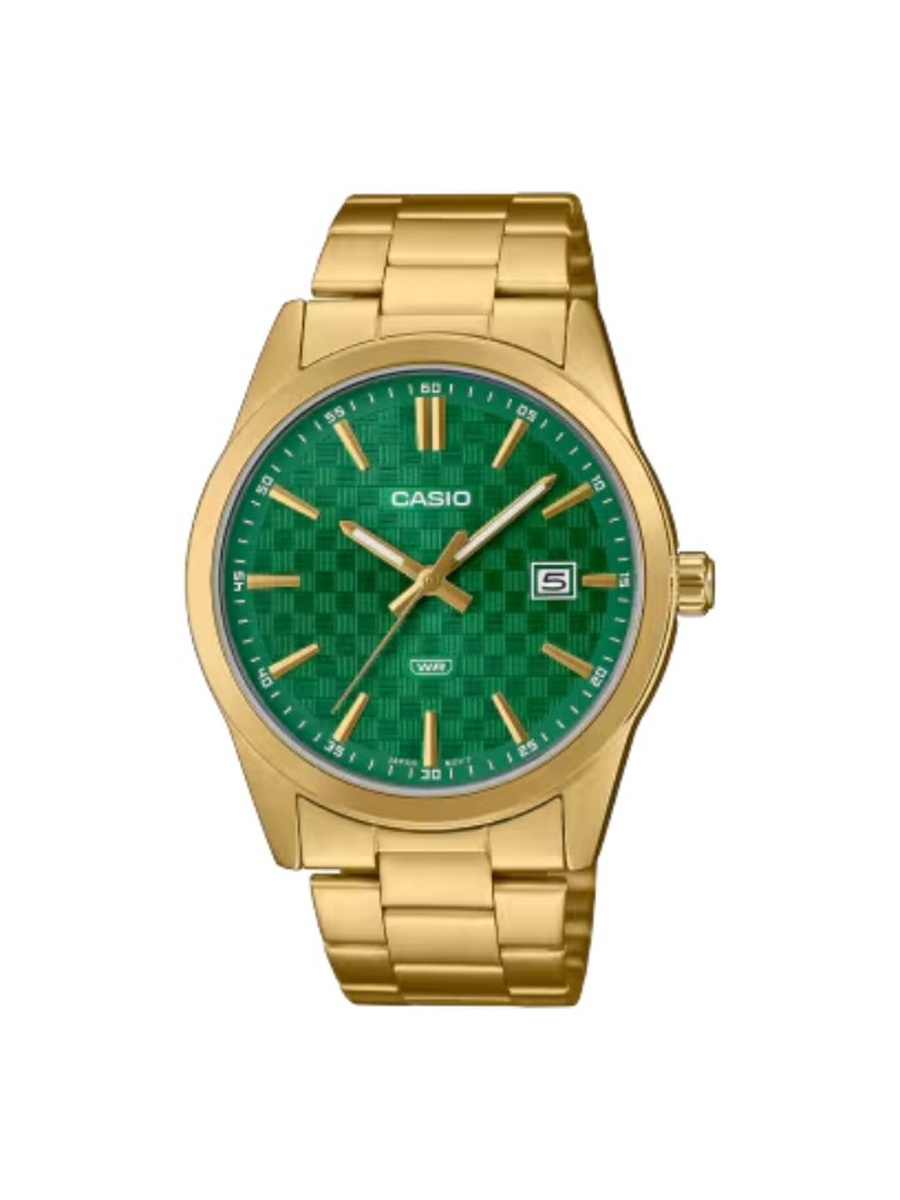 Quartz Analog Watch with Stainless Steel Strap - MTP-VD03G-3AUDF, Gold