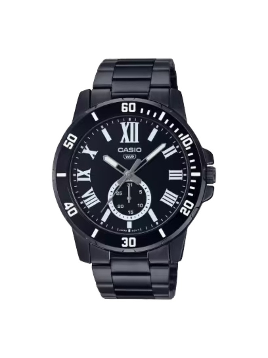 Quartz Analog Watch with Stainless Steel Strap - MTP-VD200B-1BUDF, Black