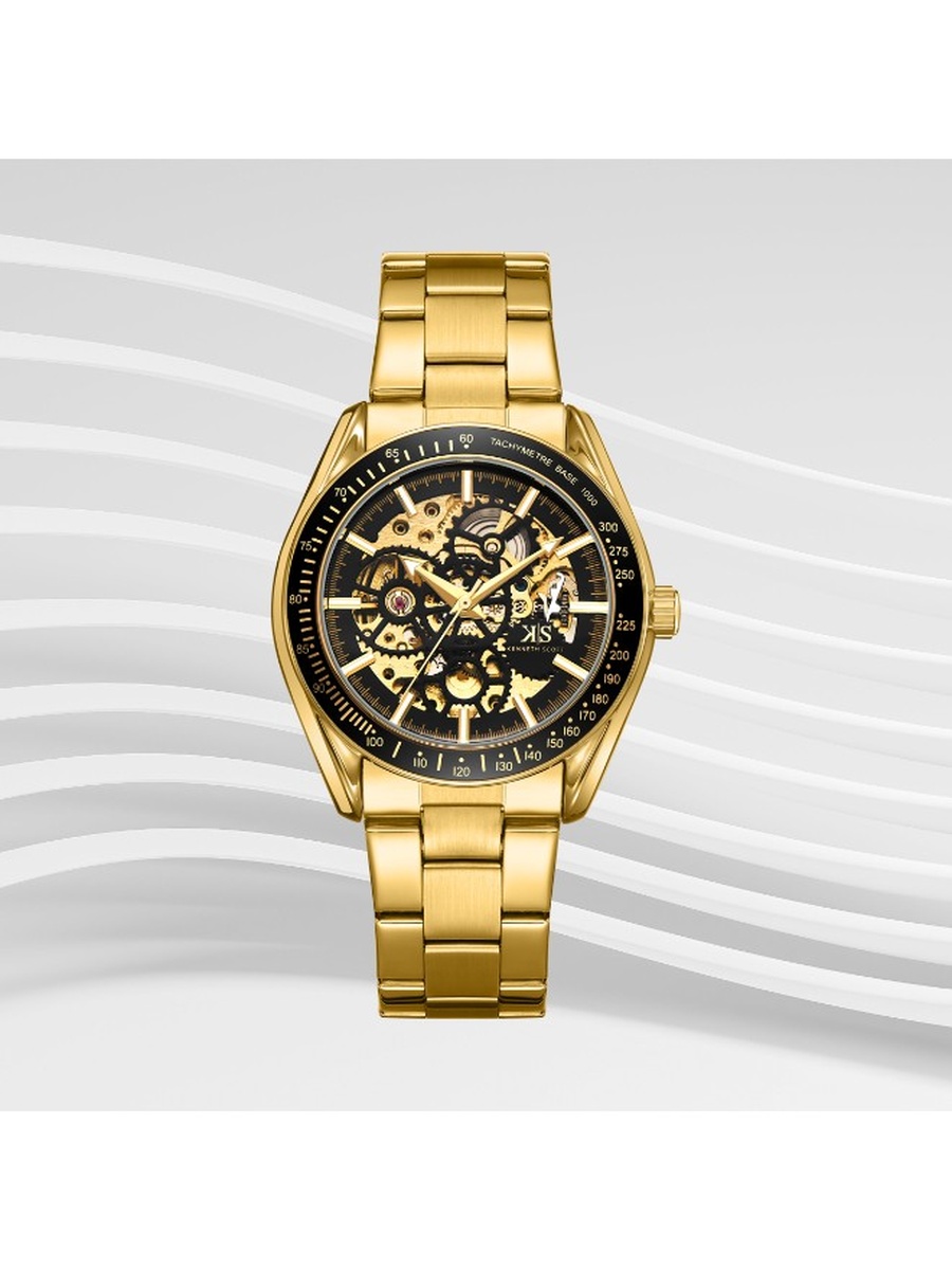 Quartz Movement Watch, Mechanical Display and Stainless Steel Strap - K22312-GBGB, Gold
