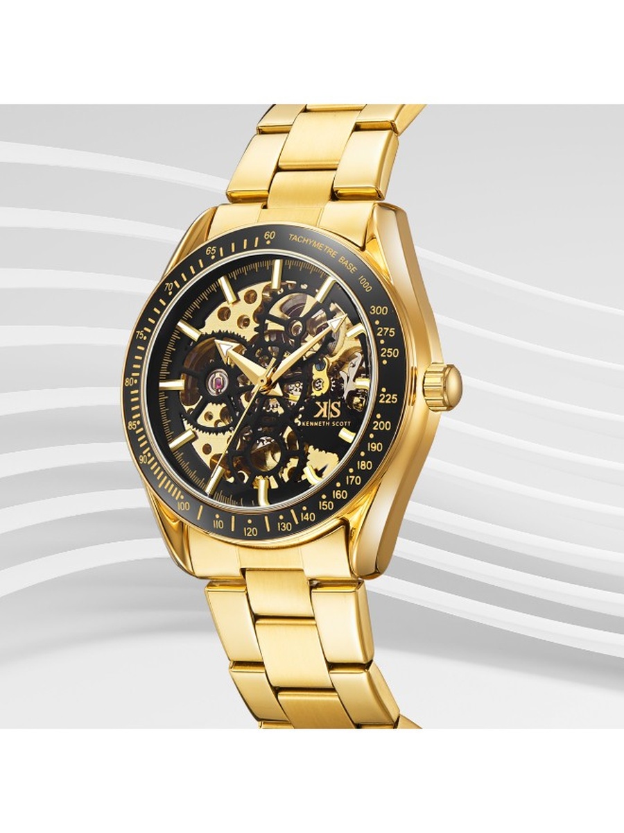 Quartz Movement Watch, Mechanical Display and Stainless Steel Strap - K22312-GBGB, Gold