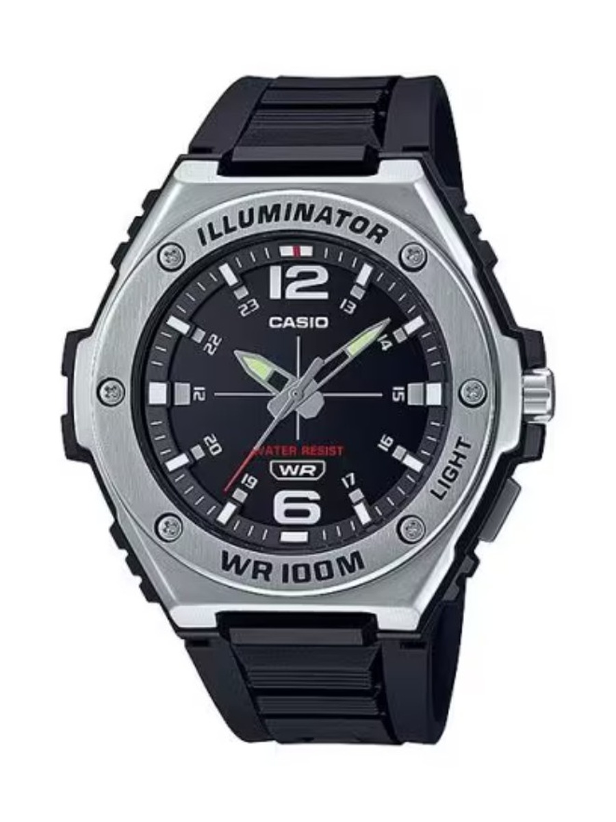 Quartz Analog Watch with Resin Strap - MWA-100H-1AVDF, Black