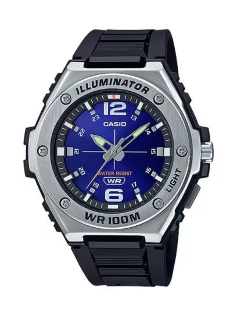 Quartz Analog Watch with Resin Strap - MWA-100H-2AVDF, Black