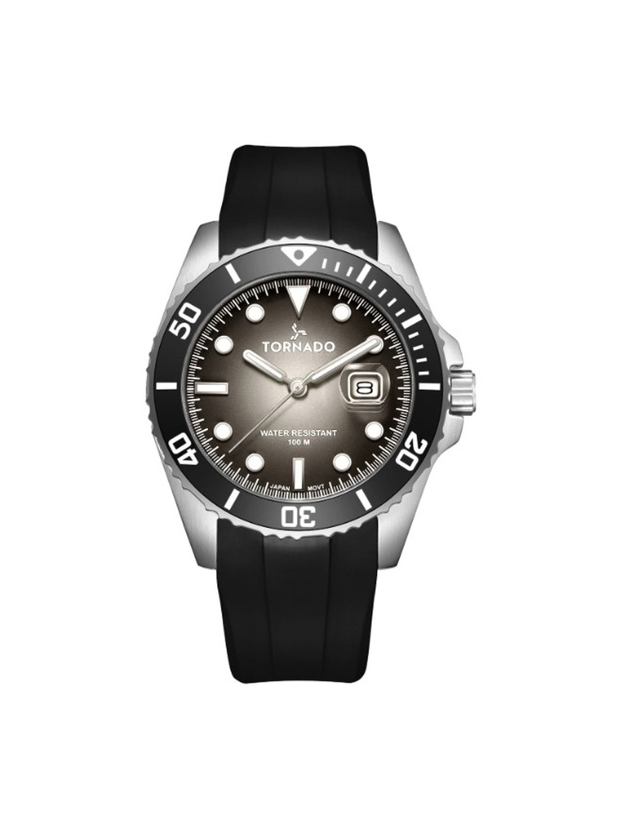 Miyota 2115 Movement Watch with Durable Silicone Strap - T22001-SSBB, Black