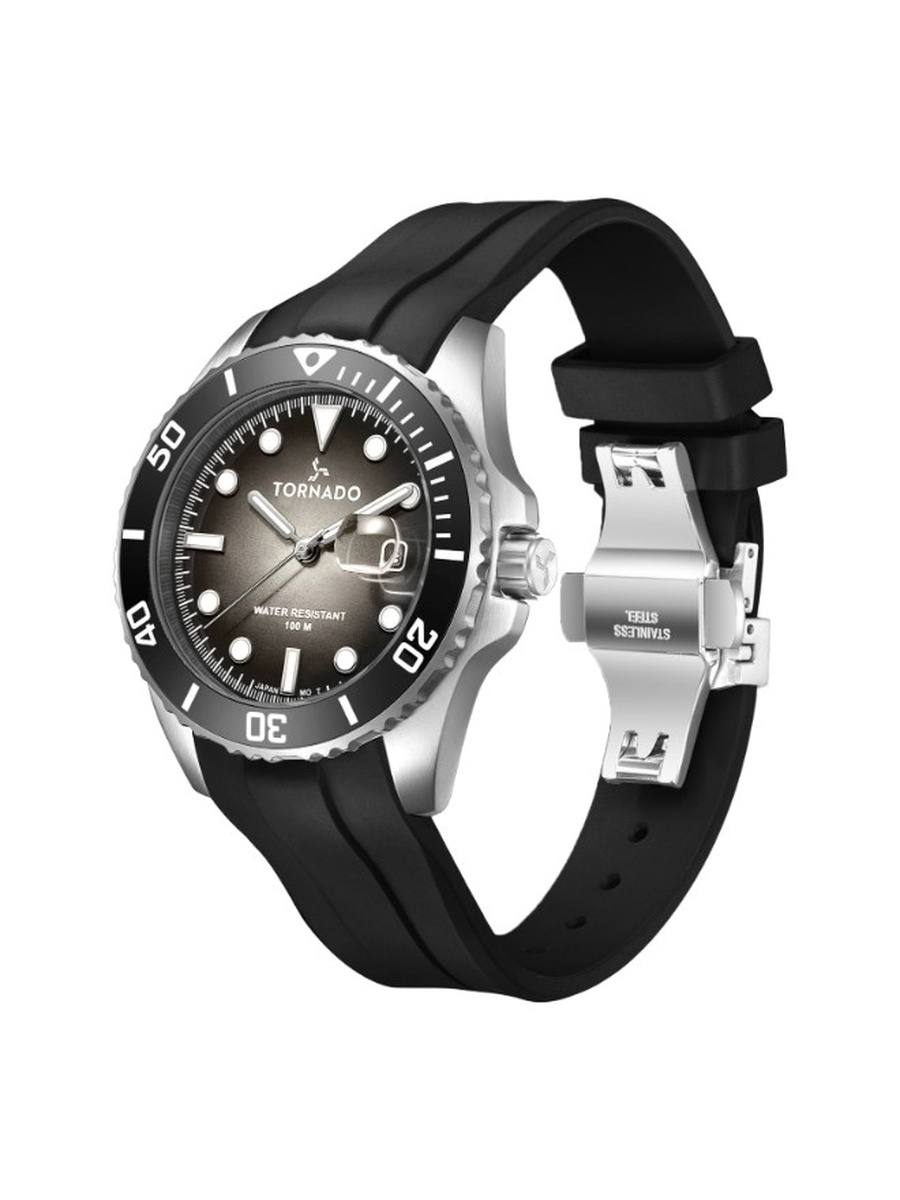 Miyota 2115 Movement Watch with Durable Silicone Strap - T22001-SSBB, Black