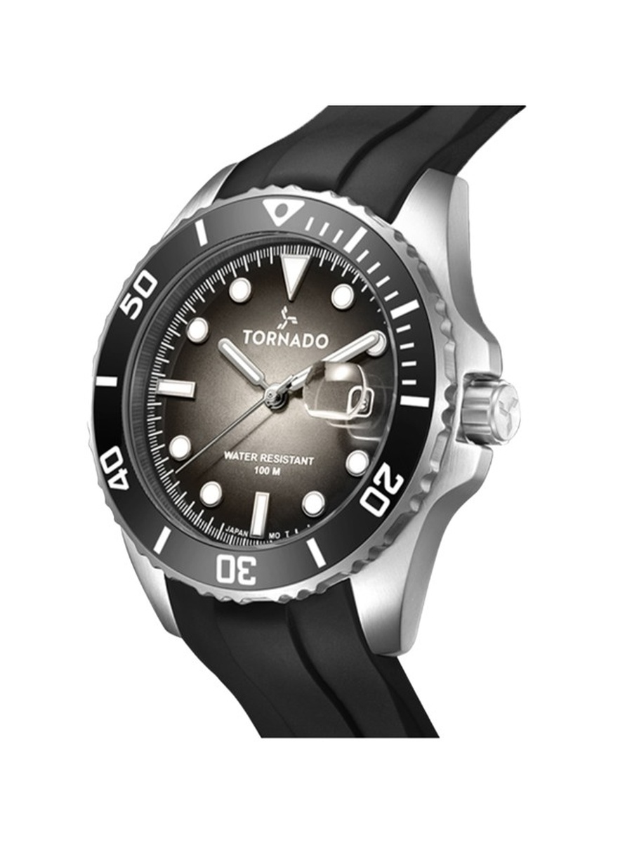 Miyota 2115 Movement Watch with Durable Silicone Strap - T22001-SSBB, Black