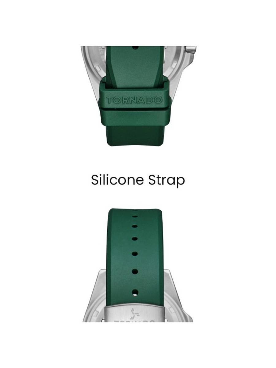 Miyota 2115 Movement Watch with Date Display and Durable Silicone Strap - T22001-SSHH, Green