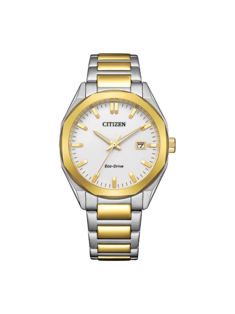 Eco-Drive Light Powered Movement Analog Watch with Stainless Steel Strap - BM7624-82A, Two Tone