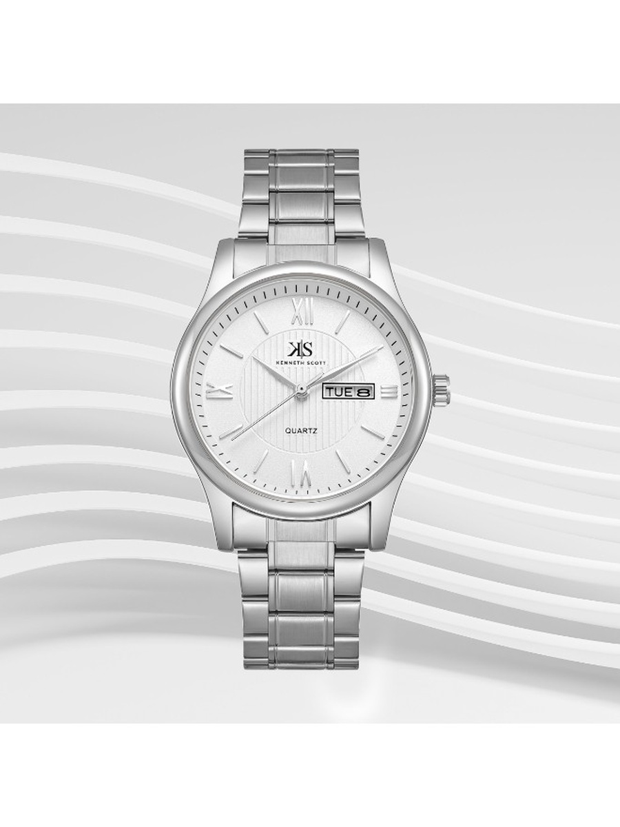 Japanese Quartz Analog Watch with Stainless Steel Strap - K23029-SBSW, Silver