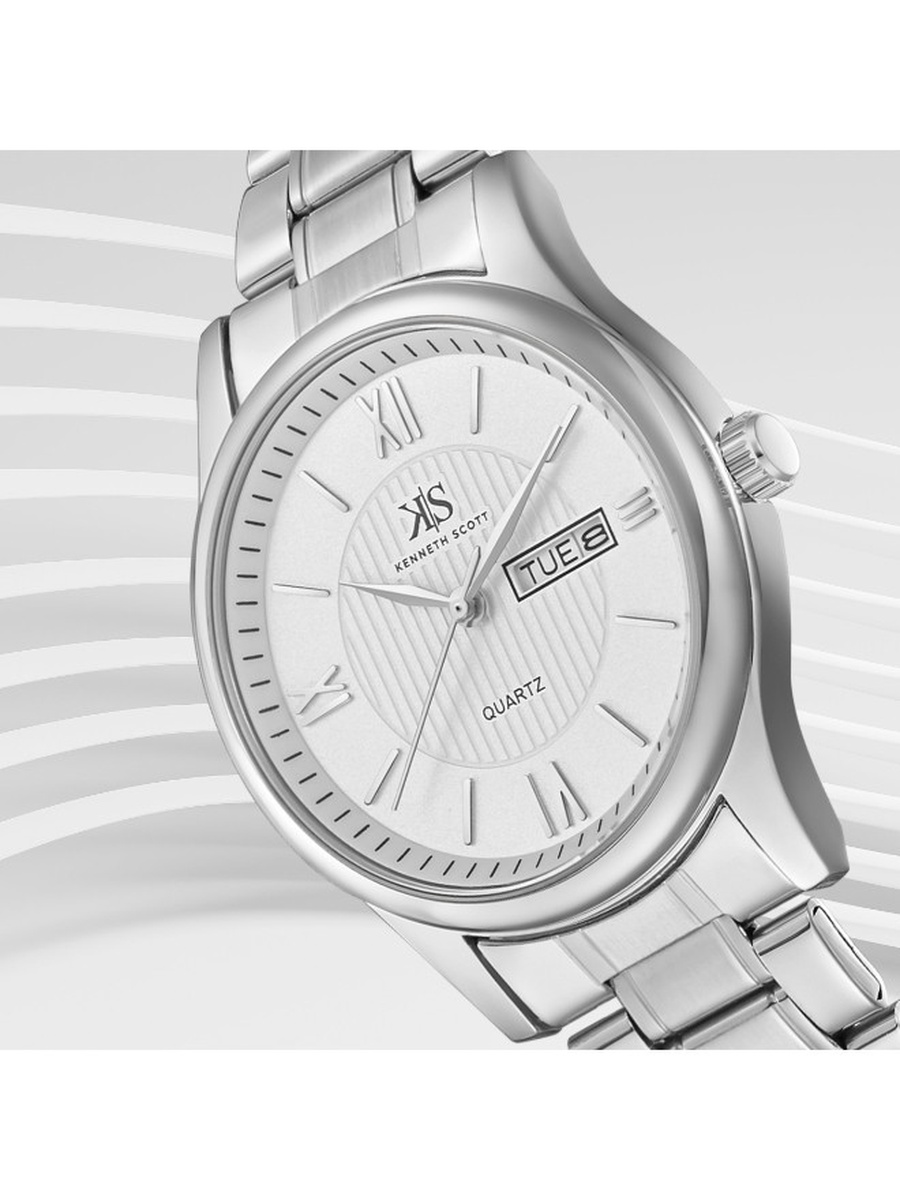 Japanese Quartz Analog Watch with Stainless Steel Strap - K23029-SBSW, Silver