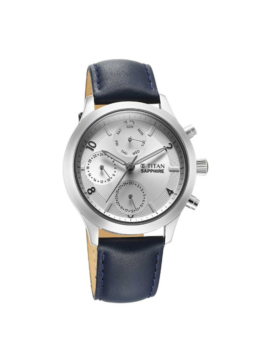 Quartz Multi Function Watch with Leather Strap - 1874SL04, Blue