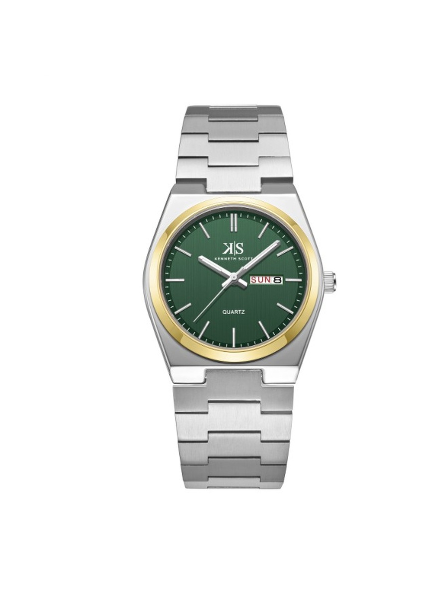 Quartz Analog Watch with Stainless Steel Strap - K24011-TBSH, Silver