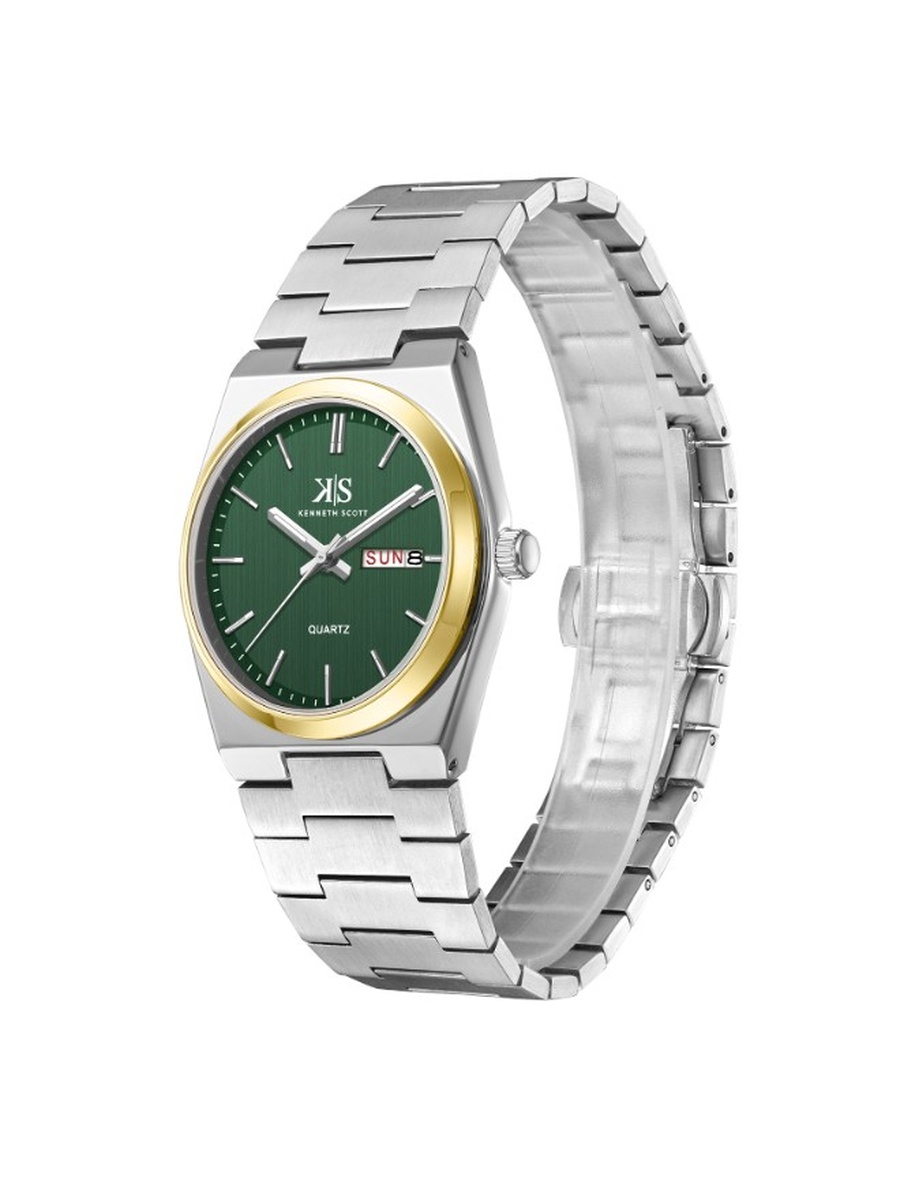 Quartz Analog Watch with Stainless Steel Strap - K24011-TBSH, Silver