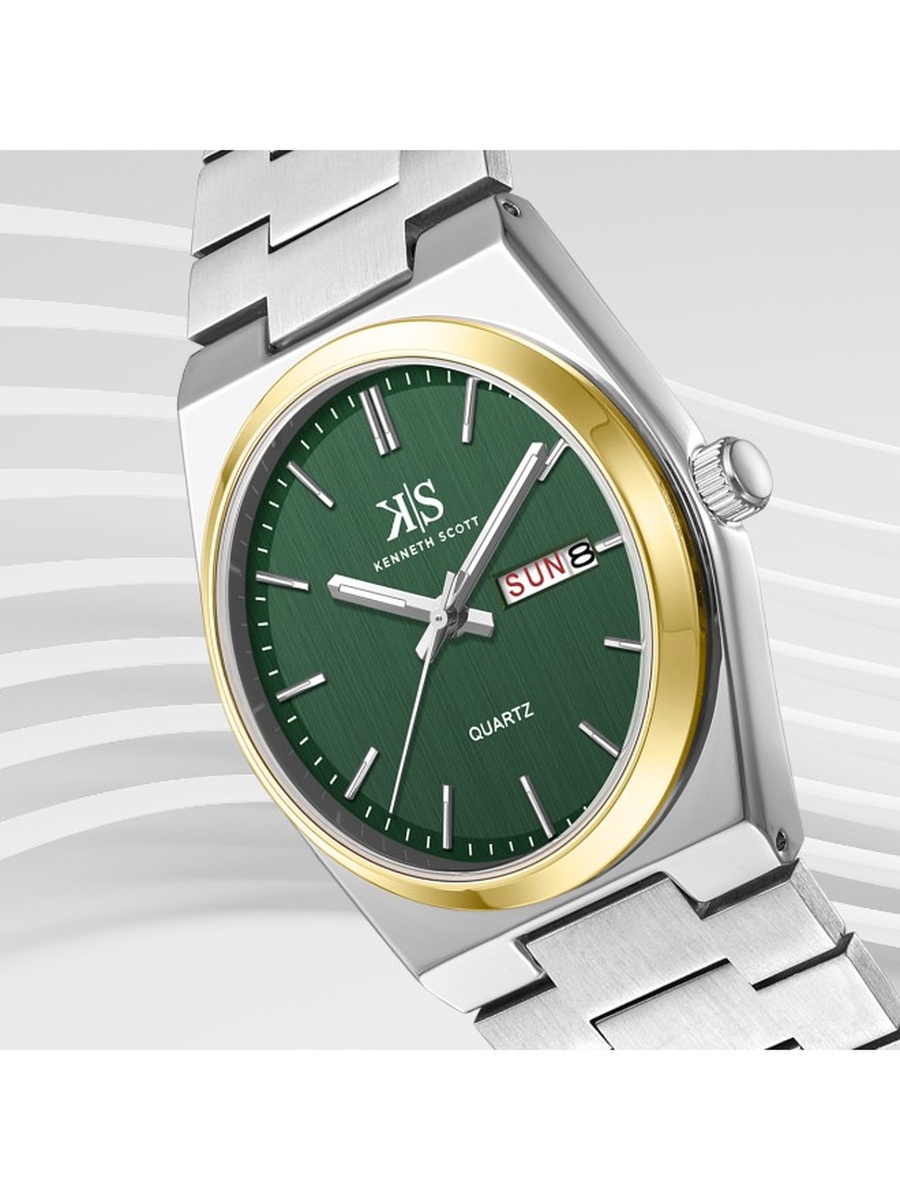Quartz Analog Watch with Stainless Steel Strap - K24011-TBSH, Silver