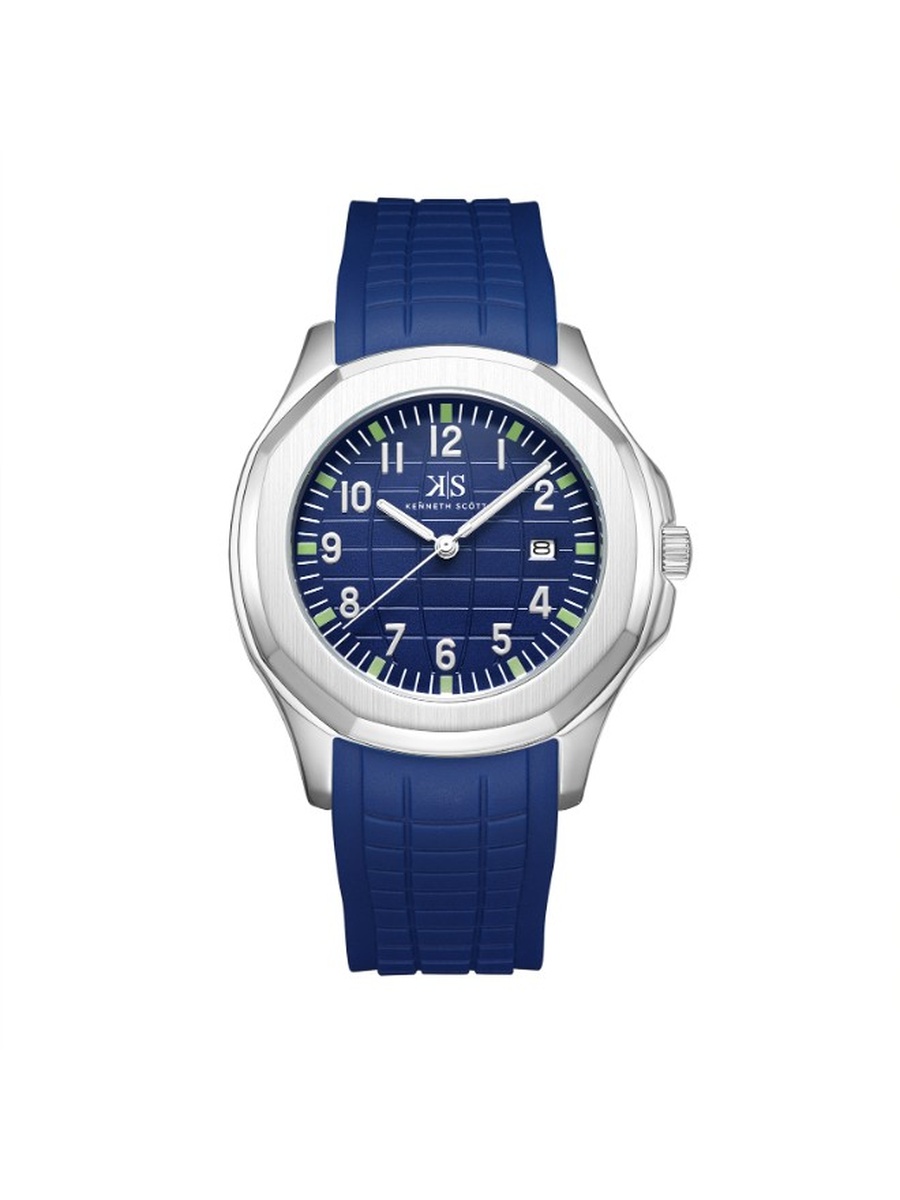 Quartz Analog Watch with Silicone Strap - K24014-SSNN, Blue