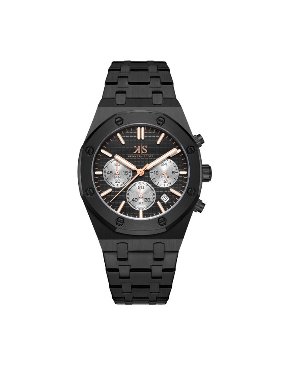 Quartz Multi Function Watch with Stainless Steel Strap - K24112-BBBB, Black