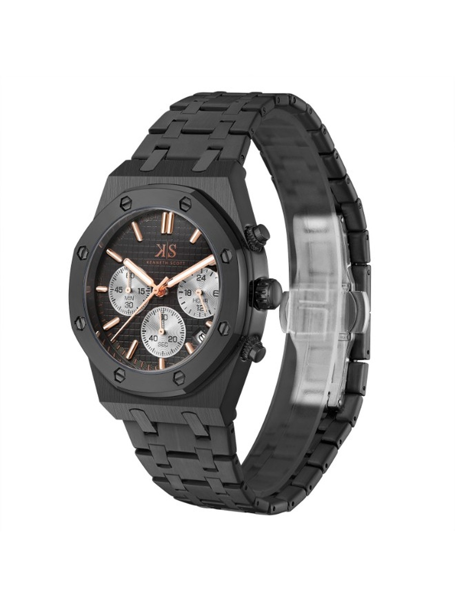 Quartz Multi Function Watch with Stainless Steel Strap - K24112-BBBB, Black