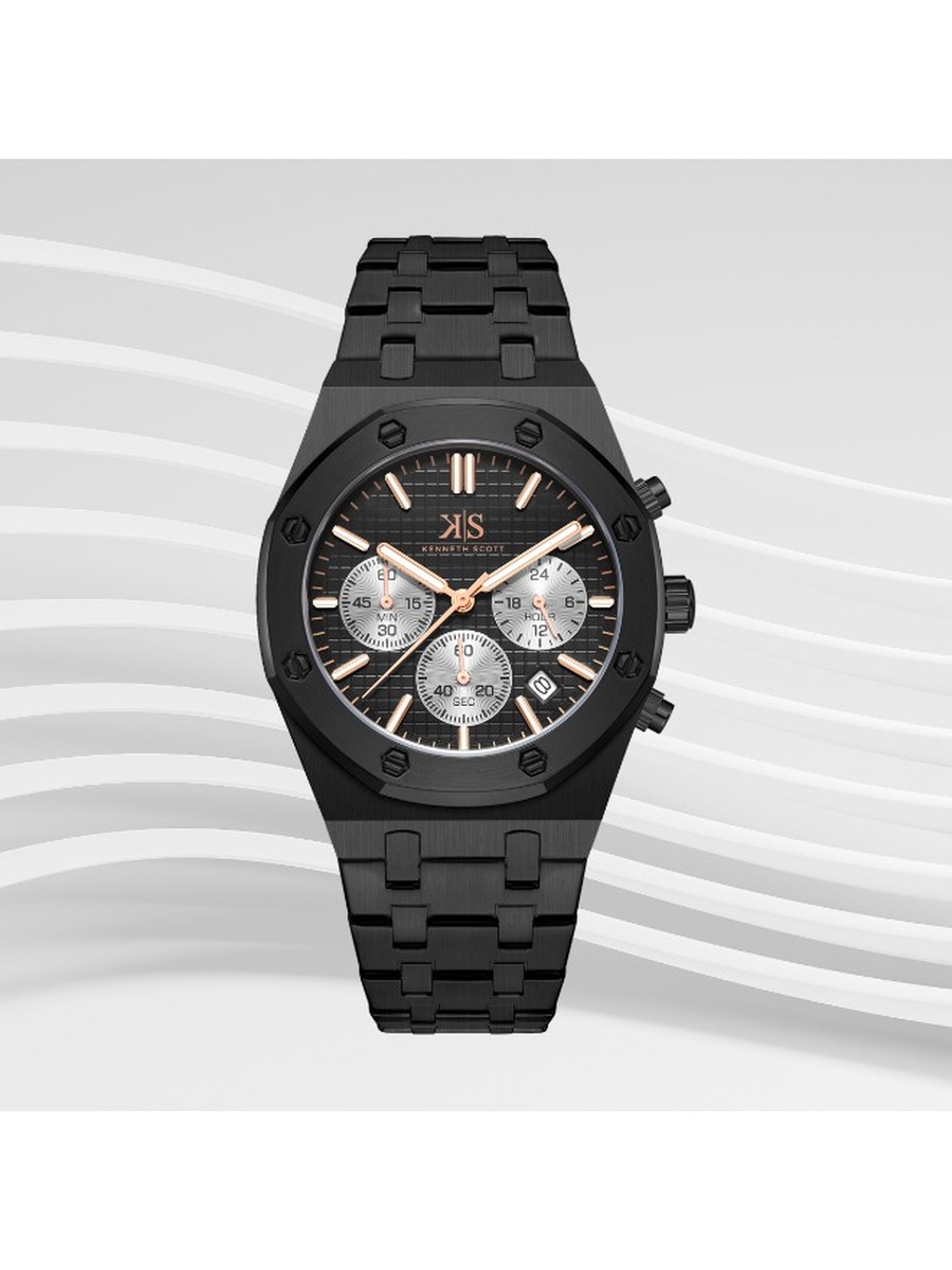 Quartz Multi Function Watch with Stainless Steel Strap - K24112-BBBB, Black