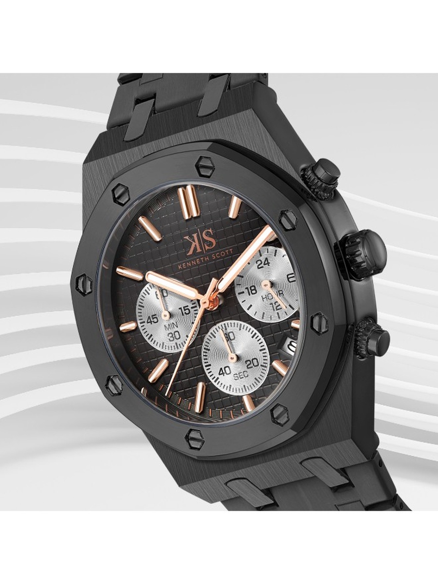 Quartz Multi Function Watch with Stainless Steel Strap - K24112-BBBB, Black
