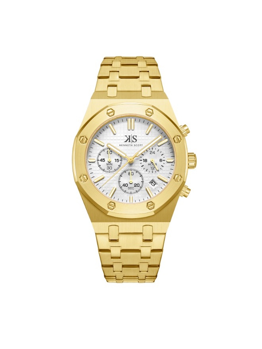 Quartz Multi Function Watch with Stainless Steel Strap - K24112-GBGW, Gold