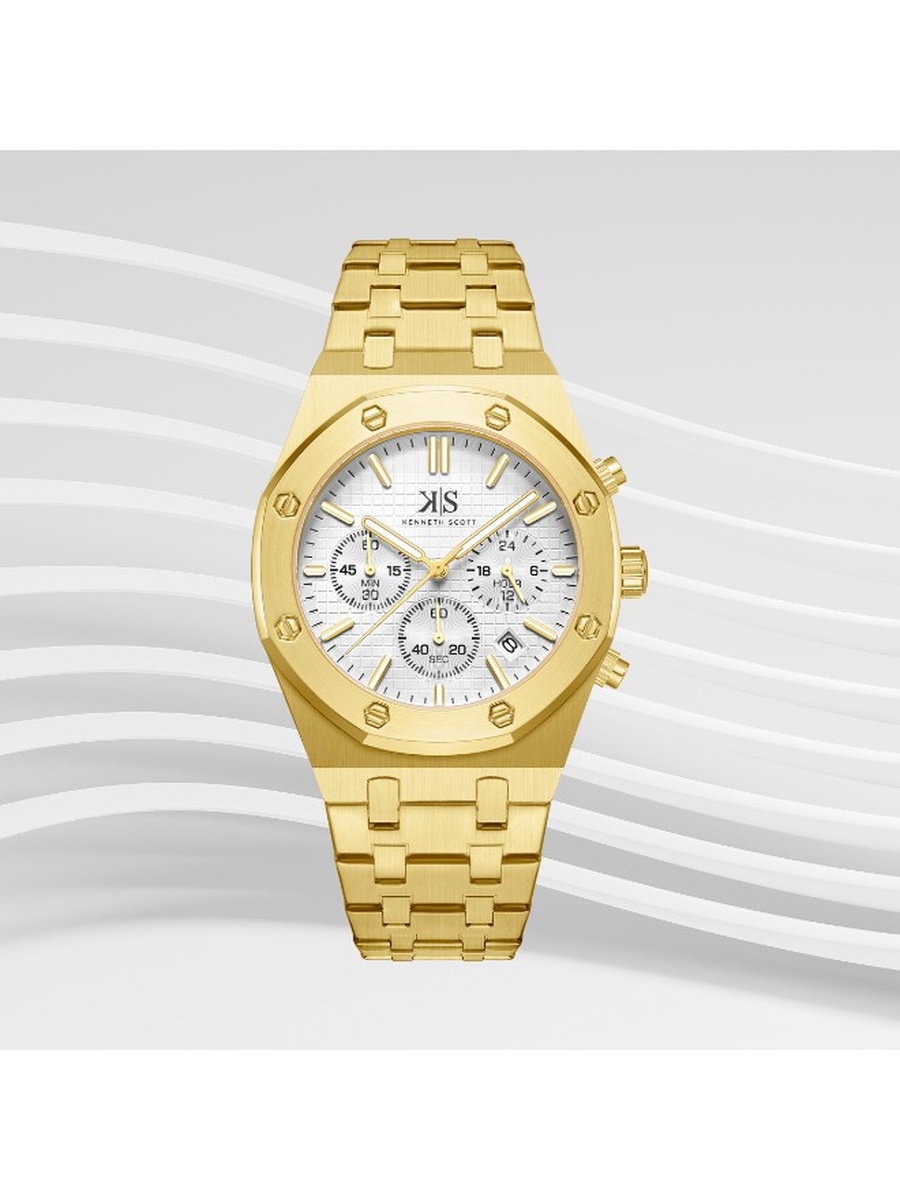 Quartz Multi Function Watch with Stainless Steel Strap - K24112-GBGW, Gold