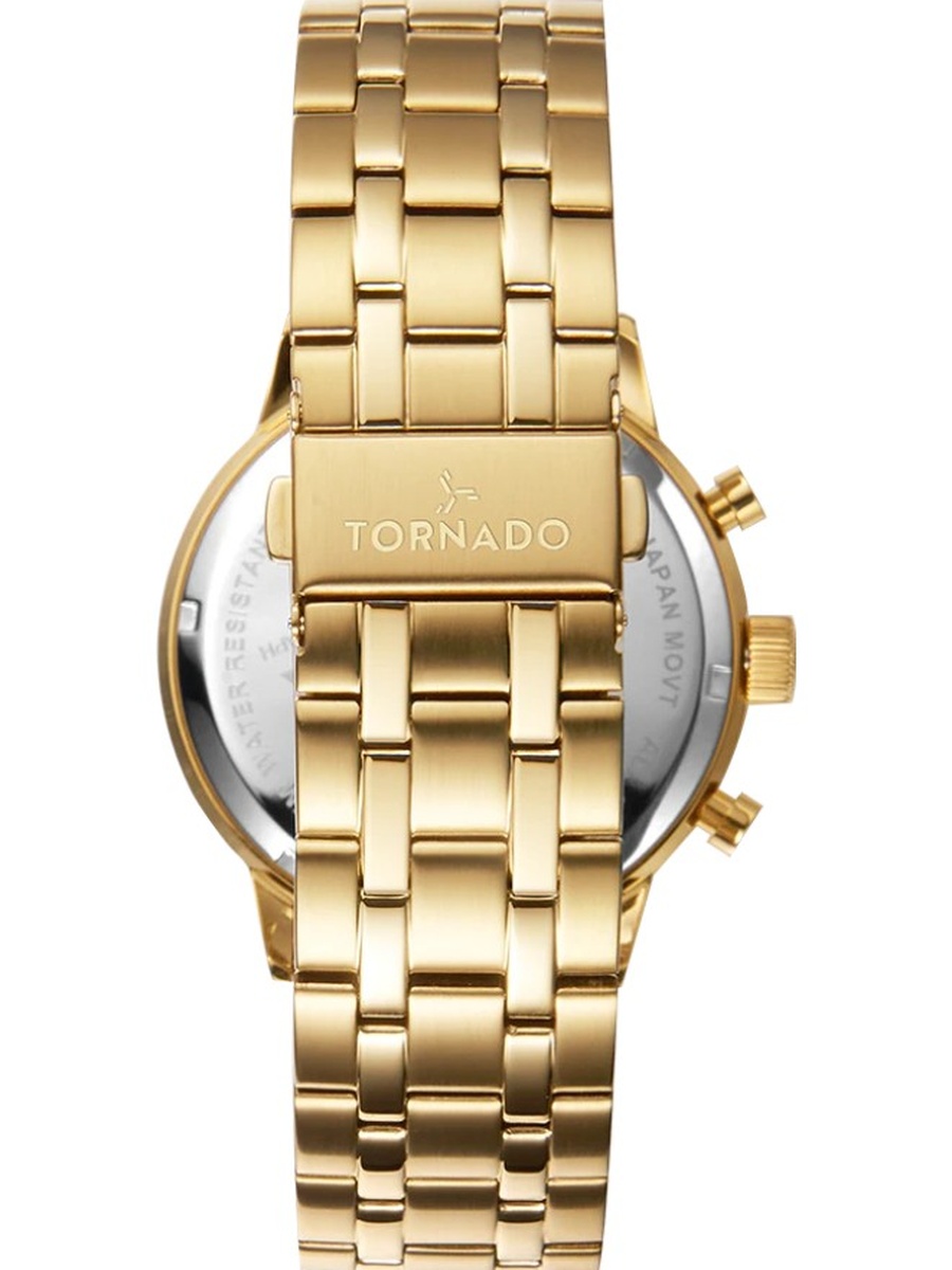Miyota JS15 Chronograph Watch with Stainless Steel Strap - T6102-GBGH, Gold
