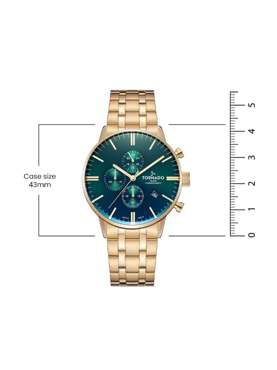 Miyota JS15 Chronograph Watch with Stainless Steel Strap - T6102-GBGH, Gold