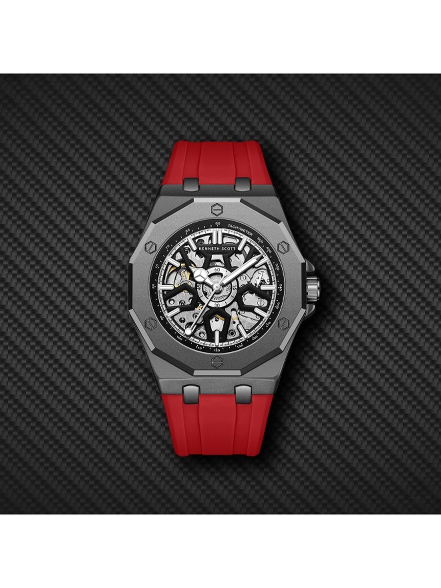 Quartz Automatic Movement Watch with Silicone Strap - K25301-XSRB, Red