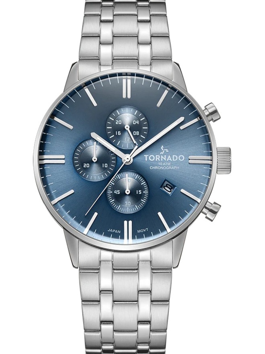 ساعة كرونوغراف Celestia Elite Miyota JS15 مع حزام من الفولاذ المقاوم للصدأ، فضي