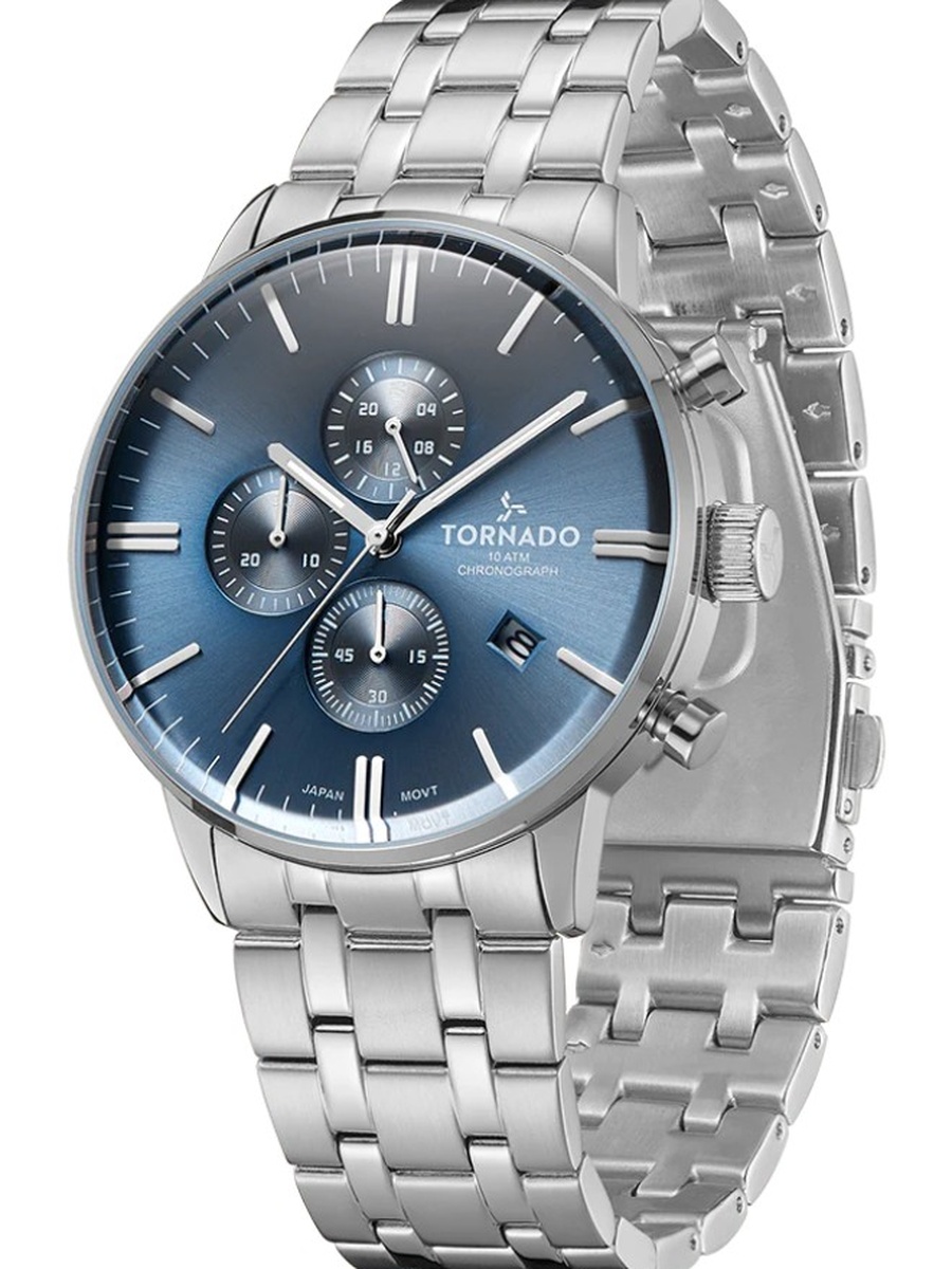ساعة كرونوغراف Celestia Elite Miyota JS15 مع حزام من الفولاذ المقاوم للصدأ، فضي