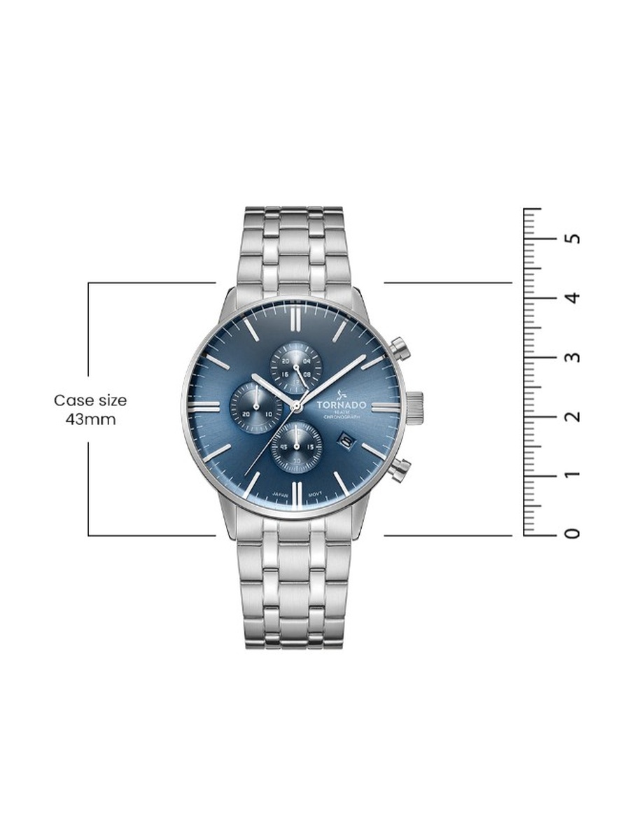 ساعة كرونوغراف Celestia Elite Miyota JS15 مع حزام من الفولاذ المقاوم للصدأ، فضي