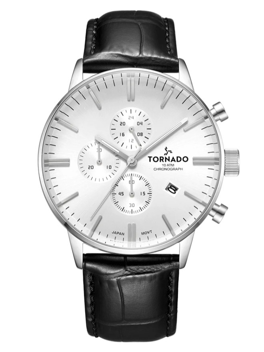 ساعة كرونوغراف Celestia Elite Miyota JS15 مع حزام جلدي أصلي، أسود