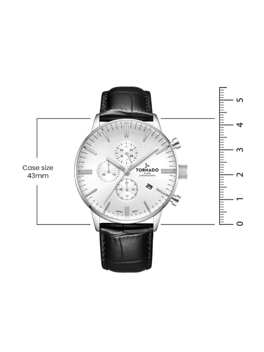 ساعة كرونوغراف Celestia Elite Miyota JS15 مع حزام جلدي أصلي، أسود