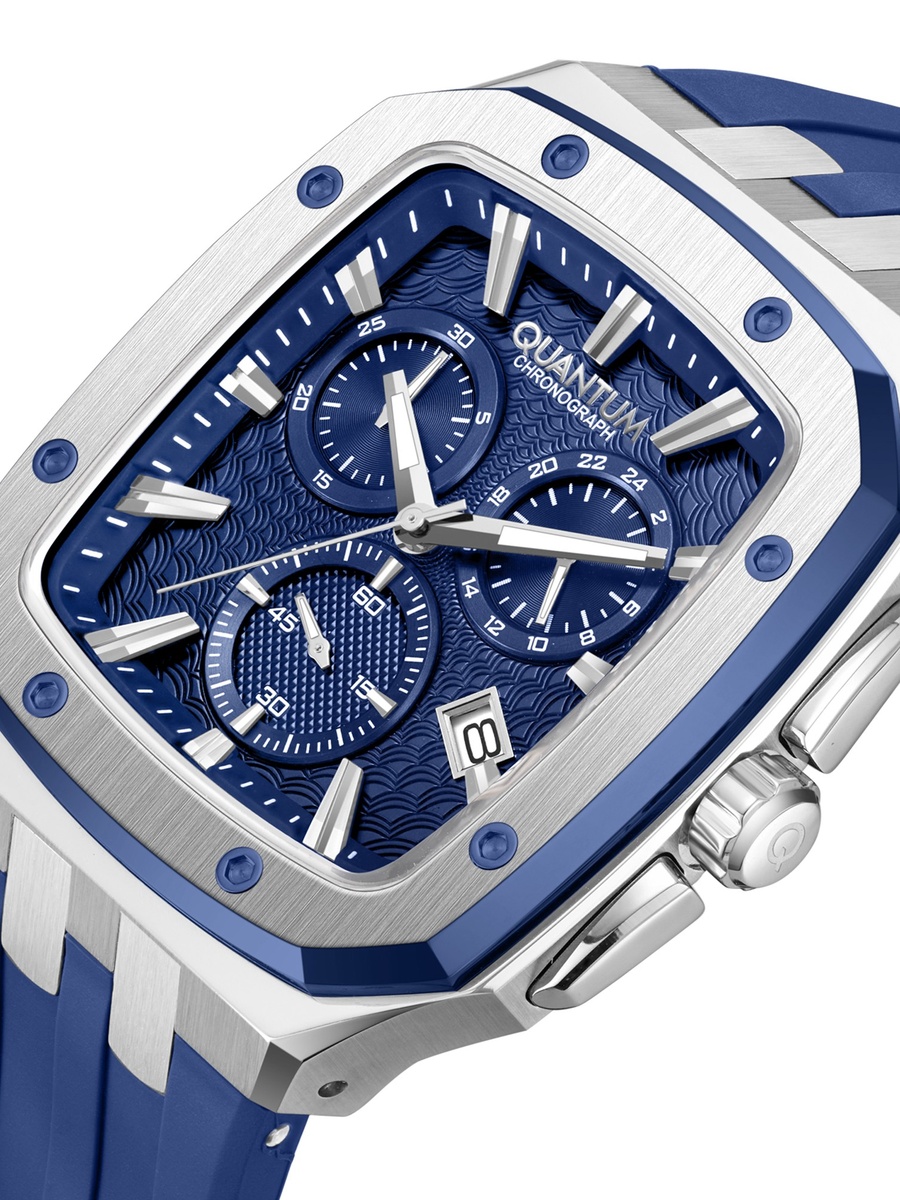 VR34A Chronograph Watch with Silicone Strap - HNG1033.389, Dark Blue