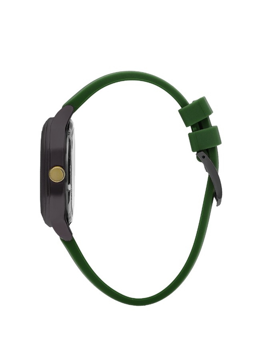2035 Square Analog Display Movement Watch with Silicone Strap - LC07973.077, Dark Green