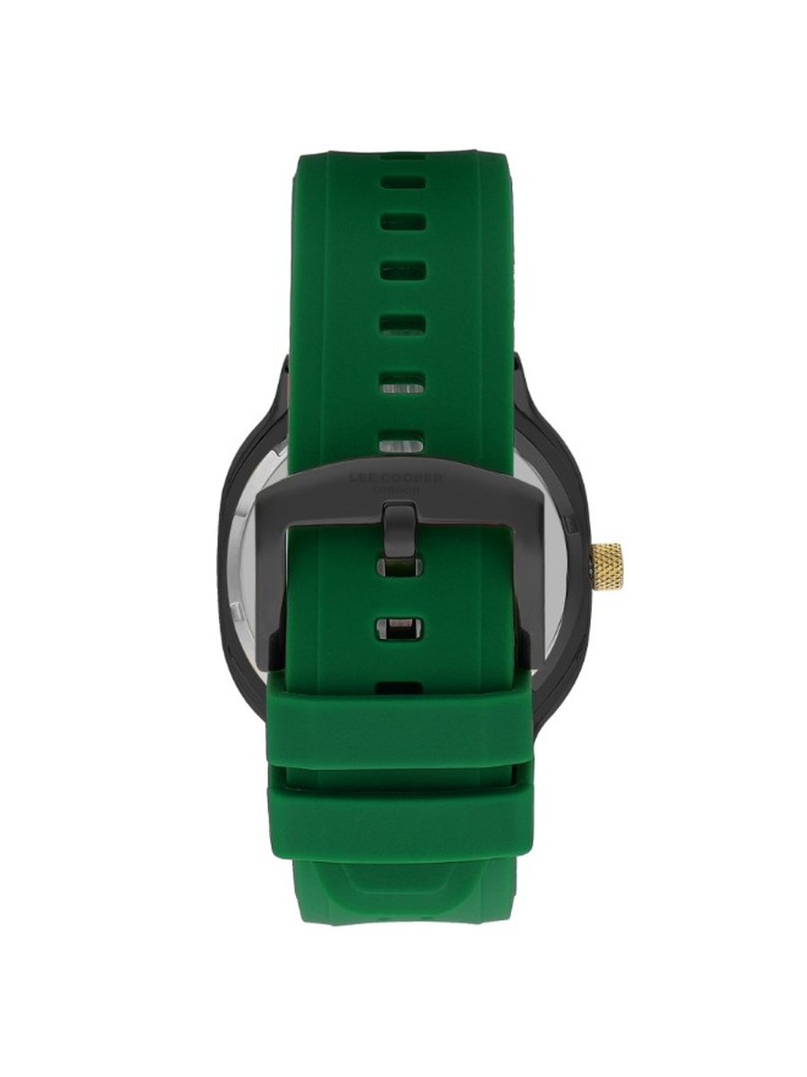 2035 Square Analog Display Movement Watch with Silicone Strap - LC07973.077, Dark Green