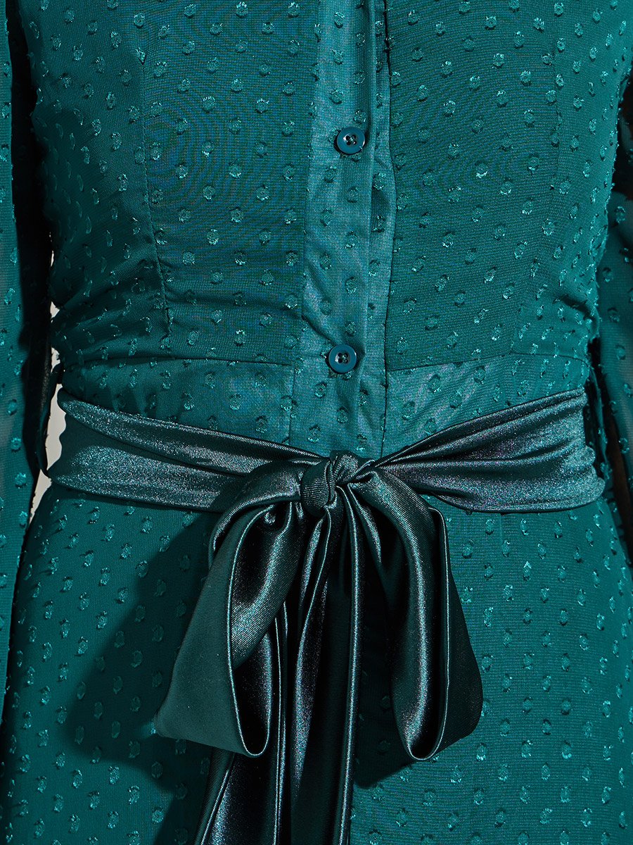 Teal Dobby Tiered Shirt Maxi Dress