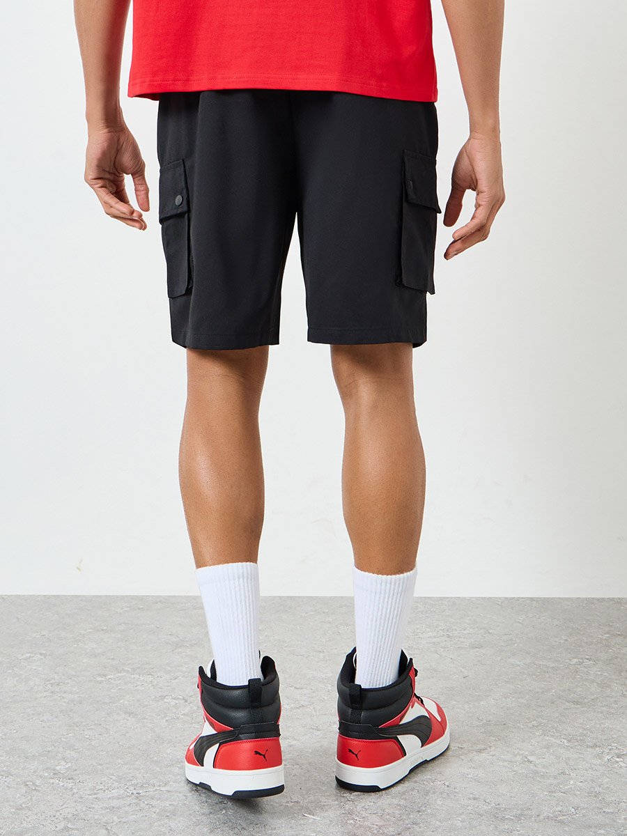 Men Black Solid Pocket Detail Shorts
