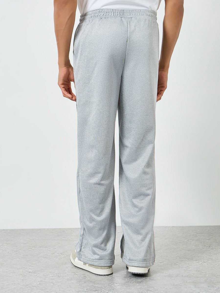 Men Grey Wide Leg Pintuck Trousers