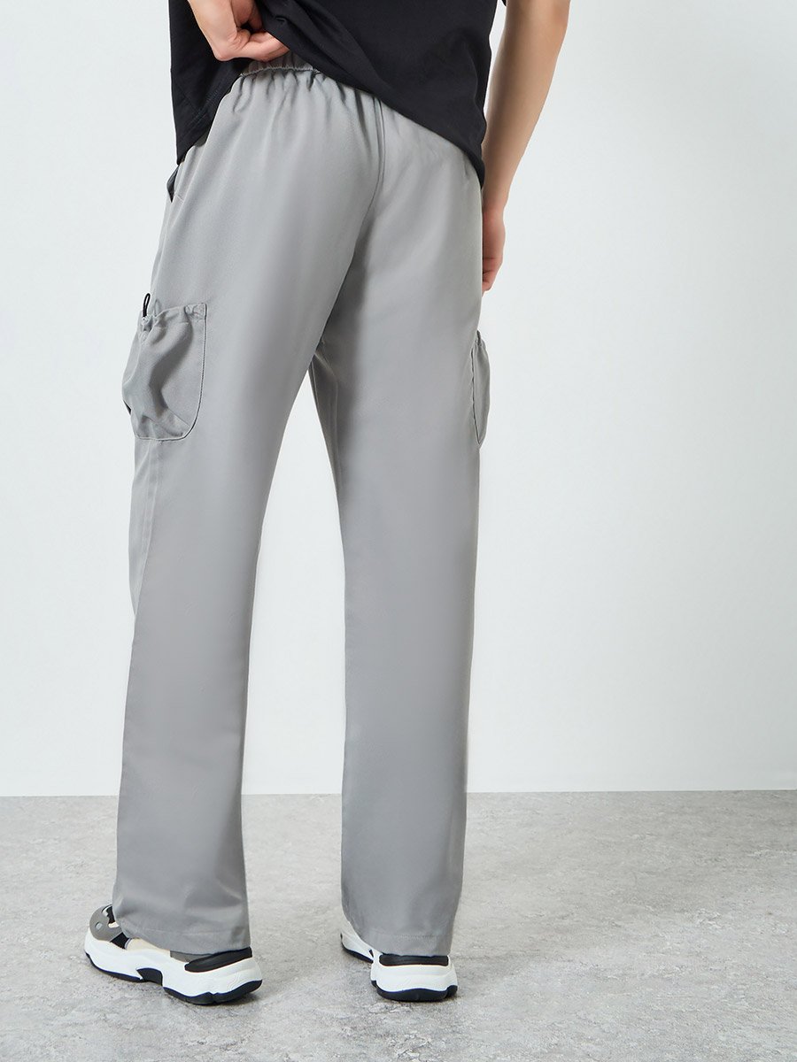 Men Grey Relaxed Fit Cargo Trousers