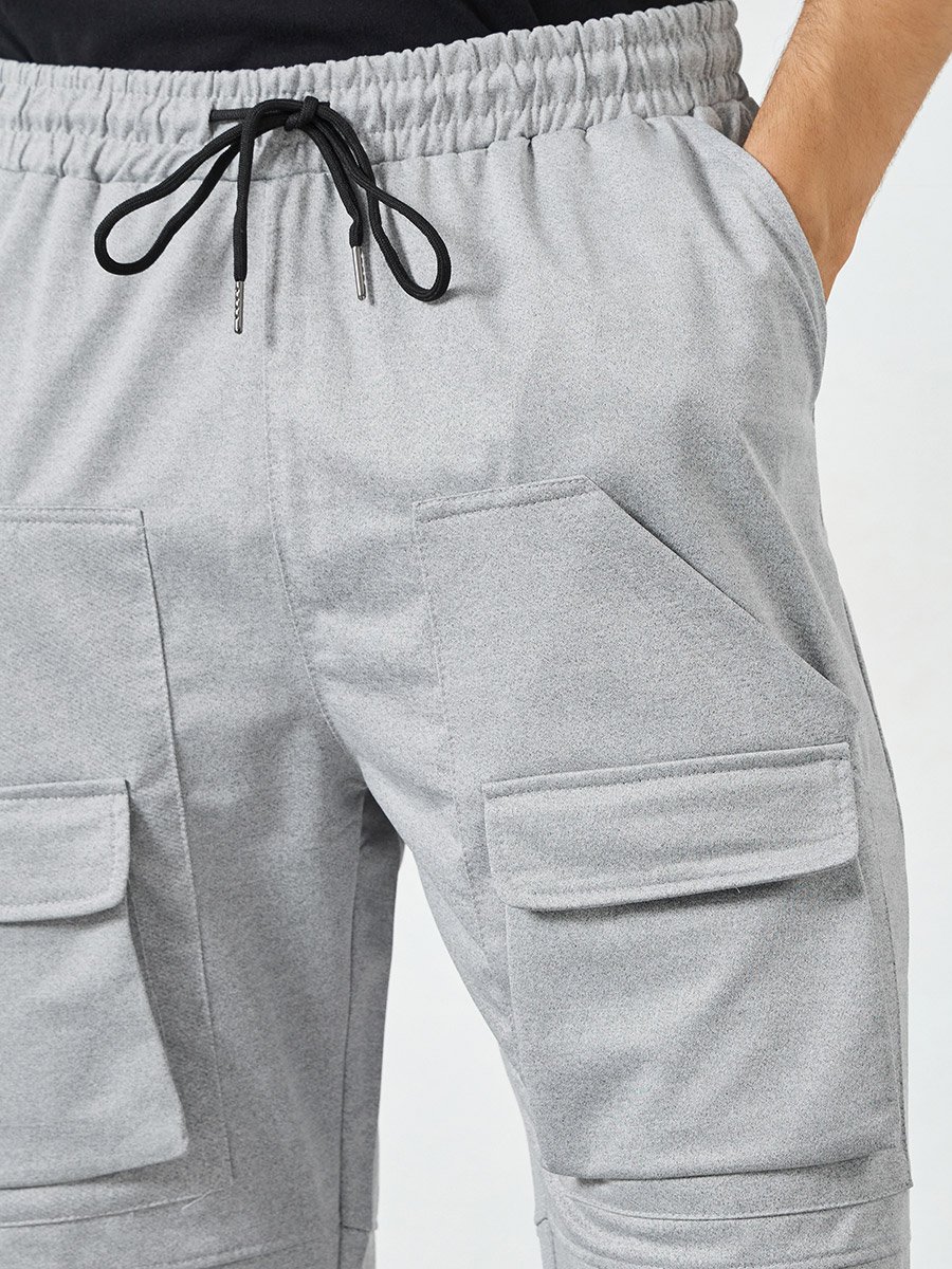 Men Grey Relaxed Fit Cargo Pants