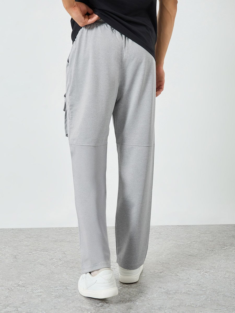 Men Grey Relaxed Fit Cargo Pants