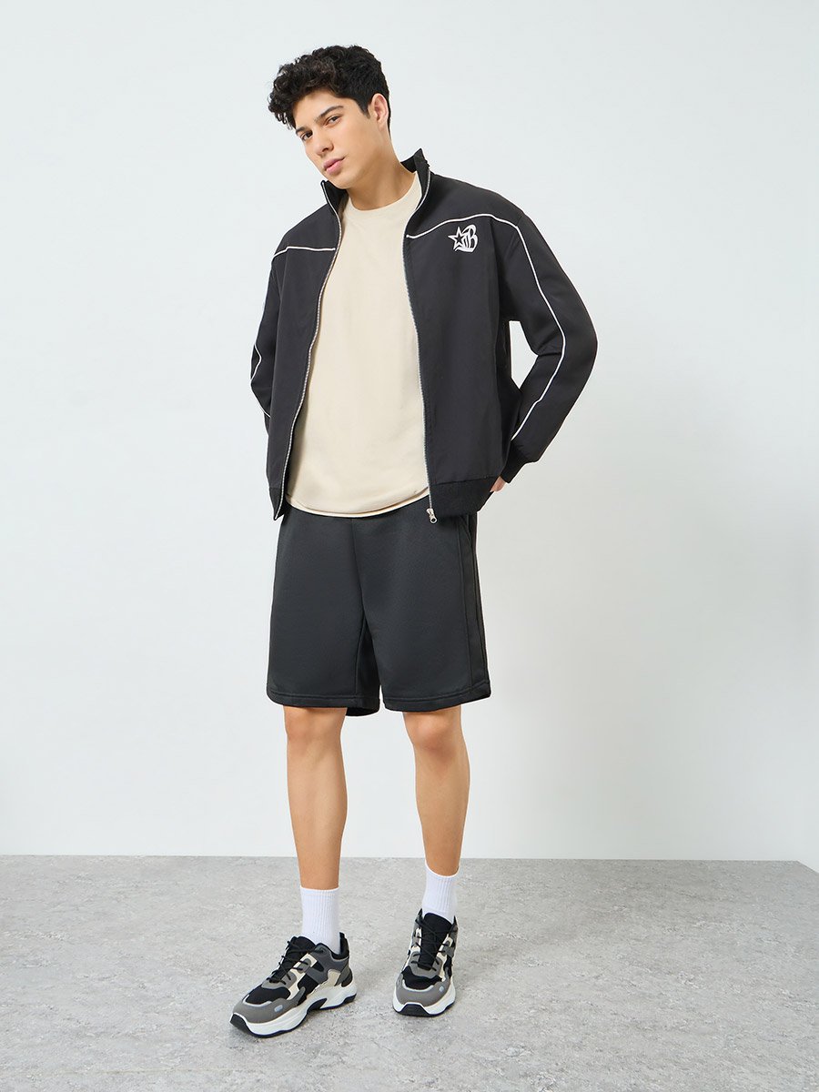 Men Black Shorts with Drawstring