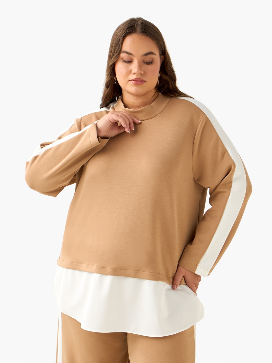 Plus Sweatshirt with Colourblock Design